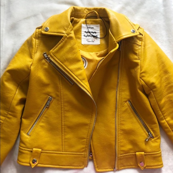 Zara Jackets & Coats Zara Nwt Kids Faux Leather Yellow